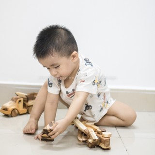 Bộ 4 Xe Gỗ Đồ Chơi Công Trình Giúp Bé Khám Phá Tư Duy, Chất liệu Gỗ tự nhiên đồ chơi Chàng Trai Gỗ