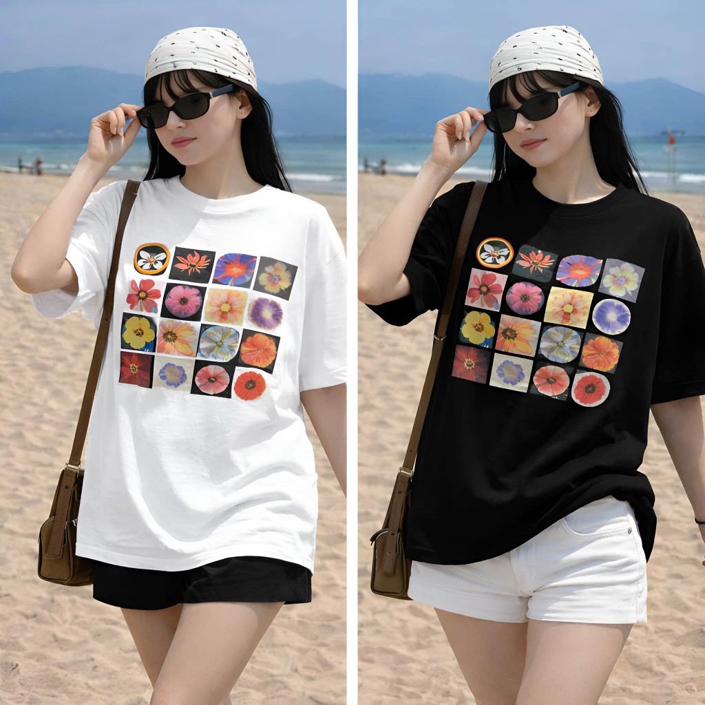 Áo Thun Boxi Ô Hoa Năng Động, Chất Cotton Mềm Mịn, Có Kèm Hình Thật.