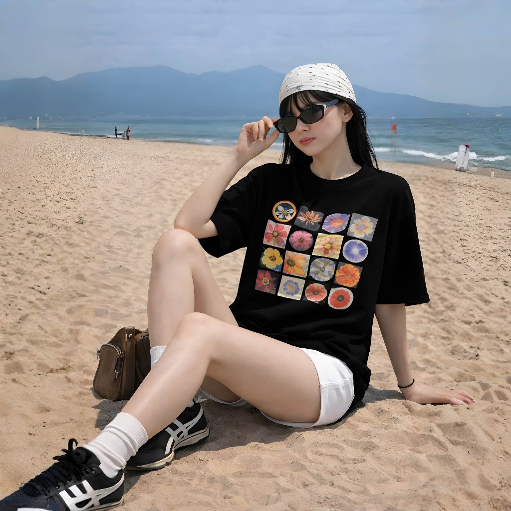 Áo Thun Boxi Ô Hoa Năng Động, Chất Cotton Mềm Mịn, Có Kèm Hình Thật.