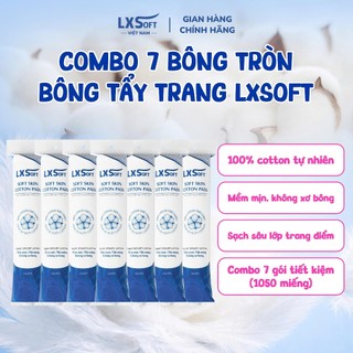 Combo 7 Bông tẩy trang LXSoft dập viền không xơ bông, không bai nhão, mềm mại