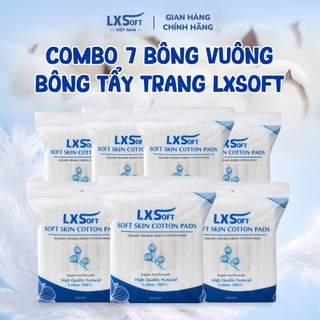 Combo 7 Bông tẩy trang LXSoft dập viền không xơ bông, không bai nhão, mềm mại