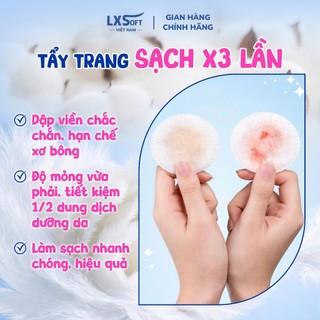 Combo 5 Bông tẩy trang LXSoft  cao cấp, 100% cotton, mềm mịn, không xơ bông, dập viền chắc chắn