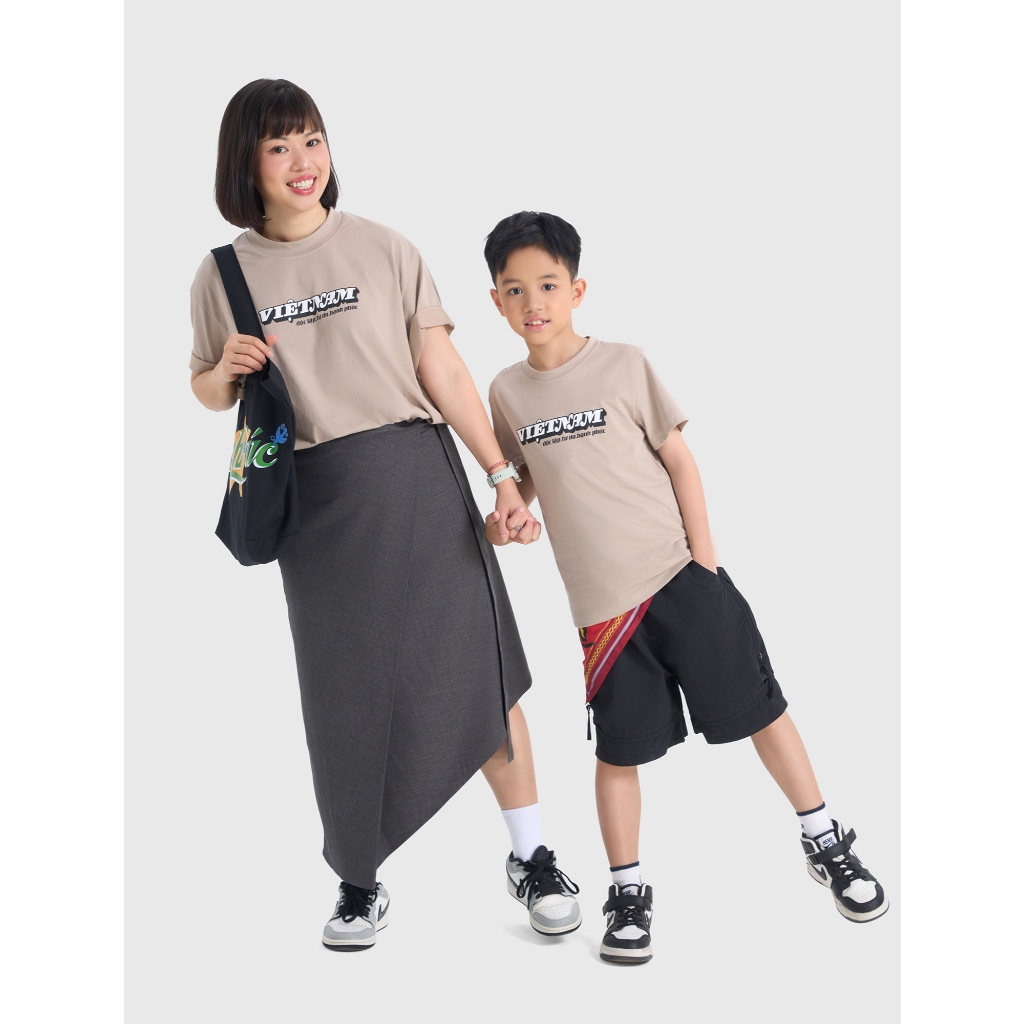 Áo phông unisex người lớn CANIFA S in chữ Việt Nam Độc Lập Tự Do Hạnh Phúc thun cotton mềm mịn thoáng mát 5TS26S023