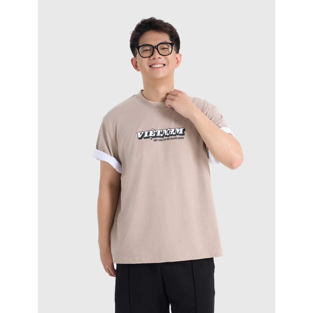 Áo phông unisex người lớn CANIFA S in chữ Việt Nam Độc Lập Tự Do Hạnh Phúc thun cotton mềm mịn thoáng mát 5TS26S023