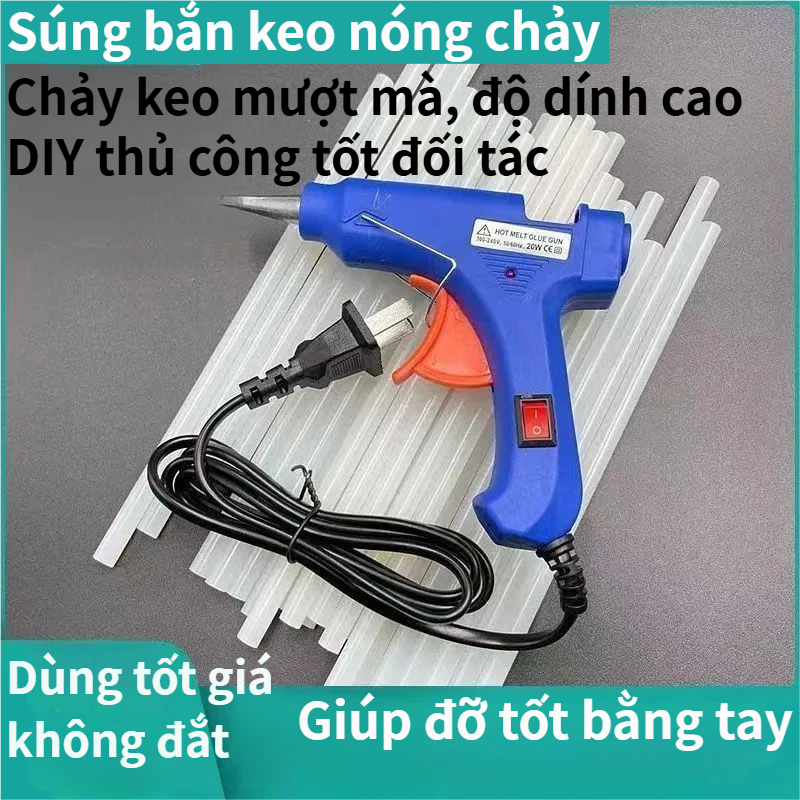 Súng keo nóng 20W gia dụng, dùng que keo 7mm, an toàn chống bỏng, chuyên dùng cho DIY thủ công & sửa chữa nhà cửa