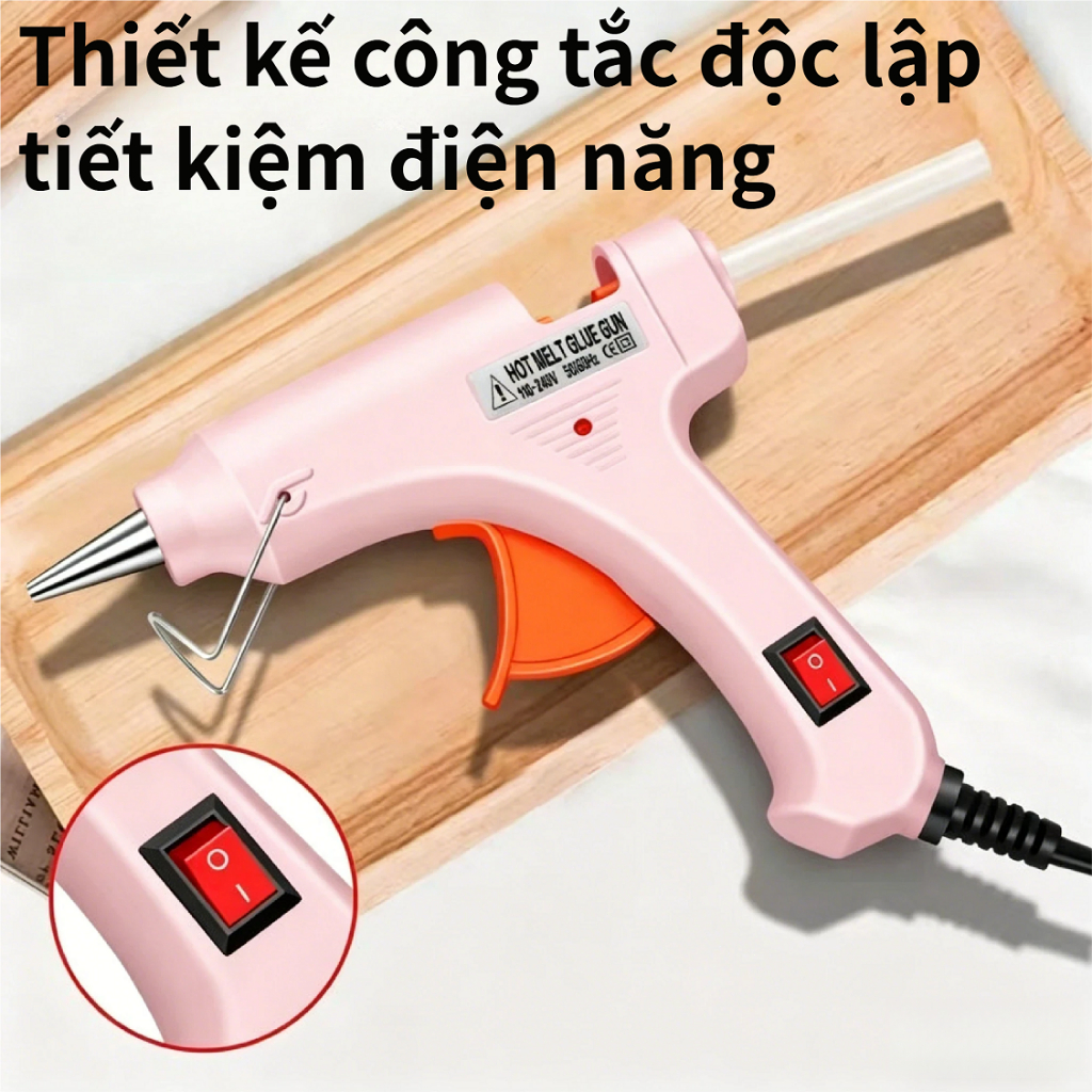 Súng keo nóng 20W gia dụng, dùng que keo 7mm, an toàn chống bỏng, chuyên dùng cho DIY thủ công & sửa chữa nhà cửa