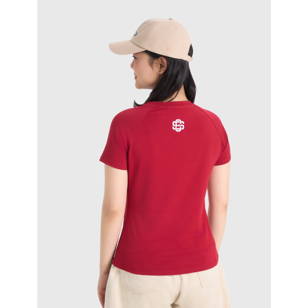 Áo phông nữ CANIFA S áo thun dáng ôm cổ tròn in hình Cờ đỏ sao vàng 6TS26S030