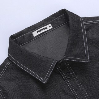 Áo Sơ Mi Denim Nam Nữ FOXNINE Phối Chỉ Nổi Form Rộng Dài Tay Chất Bò Co Giãn Contrast Stitch Shirt