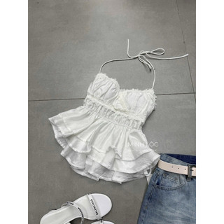 Áo Thô Ren Babydoll 2 Dây Xoè QC