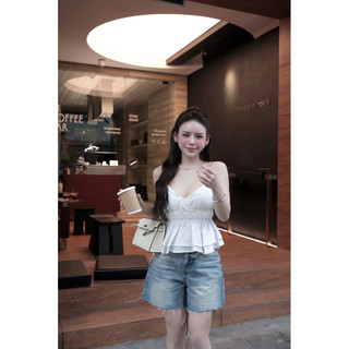 Quần Sooc Lửng Jeans Bò Rách Gấu QC