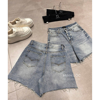 Quần Sooc Lửng Jeans Bò Rách Gấu QC