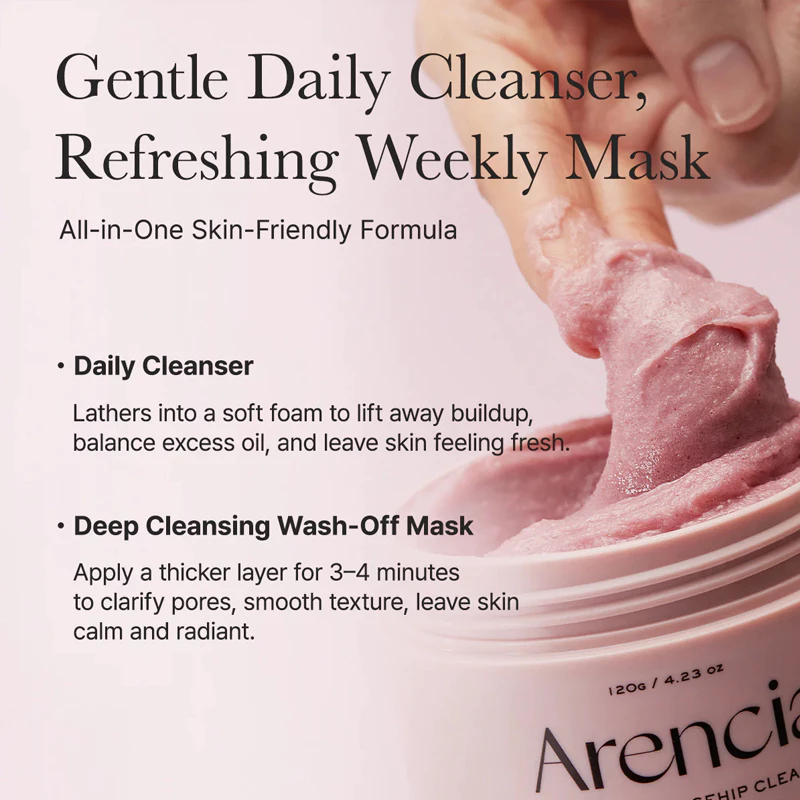 Sữa rửa mặt Arencia 120g/Rice Mochi Cleanser/Rosehip/Blue Hyssop/làm sạch sâu dưỡng ẩm mềm mịn da