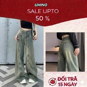 Quần jeans ống rộng, Quần bò xám bụi vàng phong cách hiện đại hot 2025 LN09