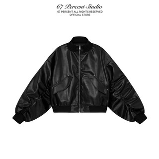 Áo Khoác Da Bomber Chất Liệu Faux Leather Túi Hộp 67PERCENT/67% - LEATHER UTILITY BOMBER