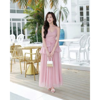 Đầm Nữ HOREW Hai Dây Maxi Phối Bèo Dễ Thương GOÛT DE JUN