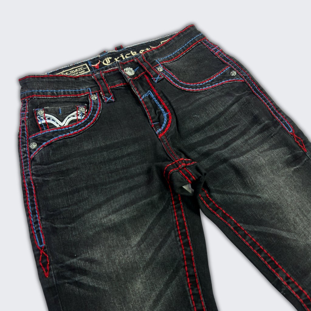 Quần Jeans Đen Rock Dài Nam Thêu Chỉ Đỏ - Vải Jeans Denim Cao Cấp Co Giãn Nhẹ Form Slim Suông D02