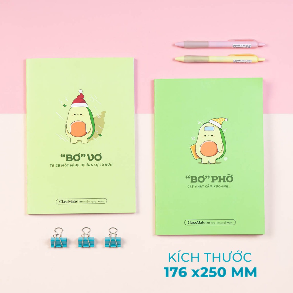 Vở Kẻ Ngang 120 Trang Classmate Vở Viết B5, 70gsm Tập Sinh Viên Bìa Bơ Cute Chống Nước Ghi Chép, Viết Bài NB5-12-0351