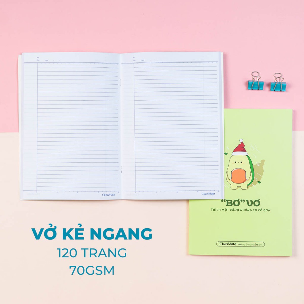 Vở Kẻ Ngang 120 Trang Classmate Vở Viết B5, 70gsm Tập Sinh Viên Bìa Bơ Cute Chống Nước Ghi Chép, Viết Bài NB5-12-0351