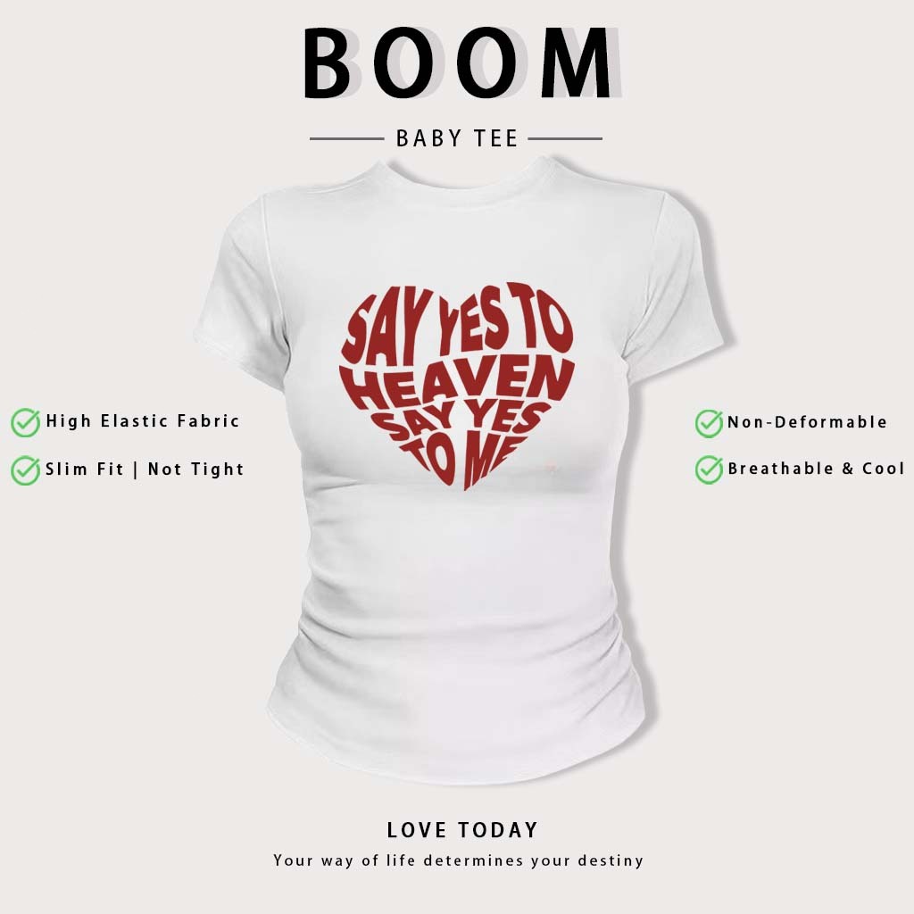BOOM Áo Baby Tee Nữ Cotton Ôm Body-Áo Thun Ngắn Tay Y2K In Hình PhongCách Mùa Hè, Cổ Tròn Hàng Đầucách hàn quốc phong#54