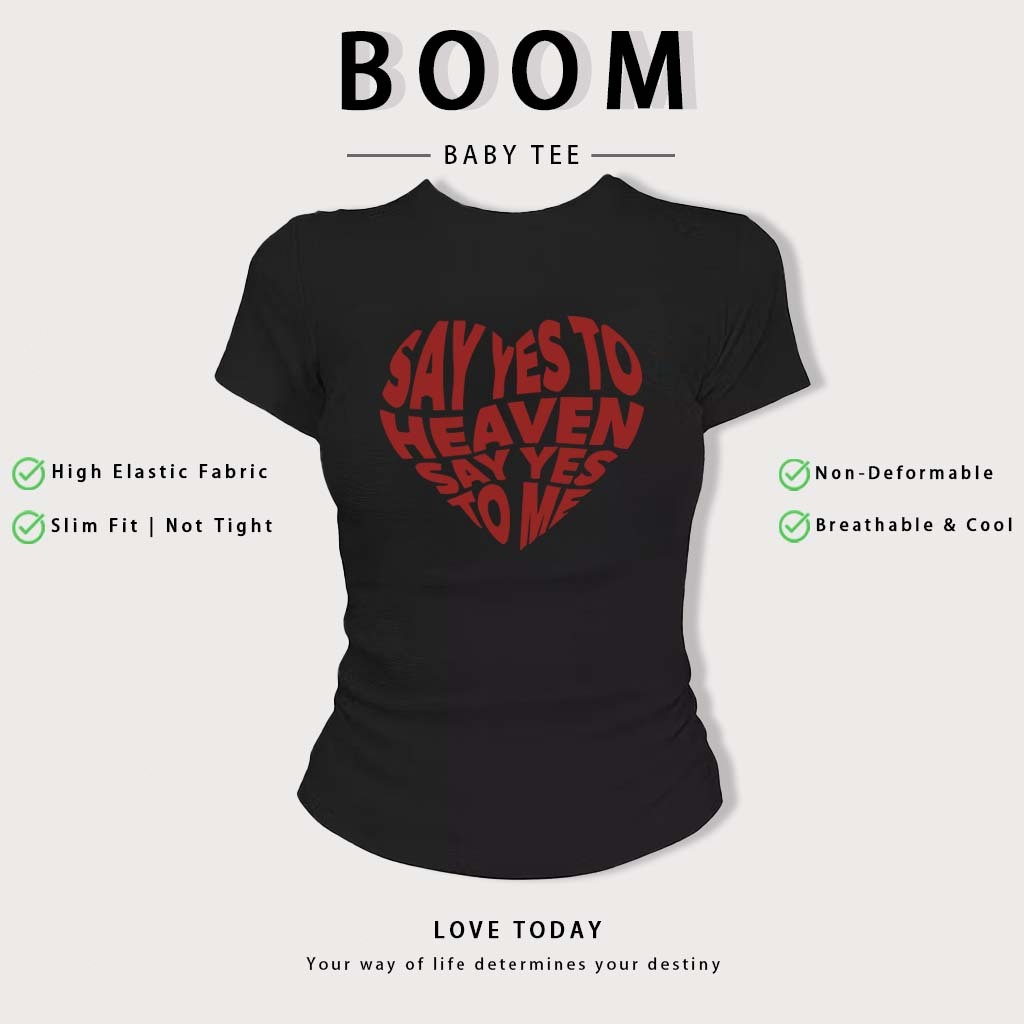 BOOM Áo Baby Tee Nữ Cotton Ôm Body-Áo Thun Ngắn Tay Y2K In Hình PhongCách Mùa Hè, Cổ Tròn Hàng Đầucách hàn quốc phong#54