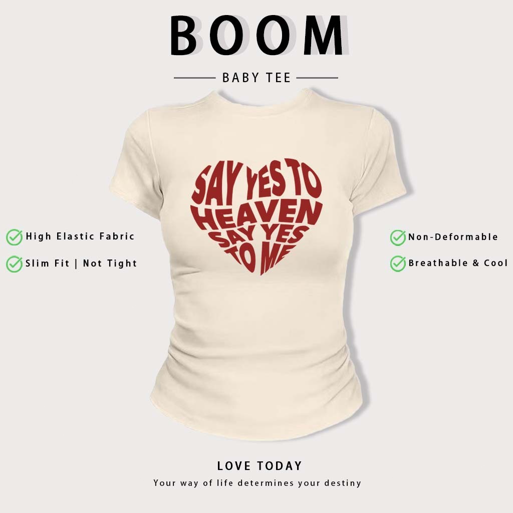 BOOM Áo Baby Tee Nữ Cotton Ôm Body-Áo Thun Ngắn Tay Y2K In Hình PhongCách Mùa Hè, Cổ Tròn Hàng Đầucách hàn quốc phong#54