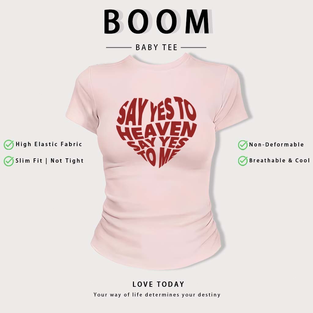 BOOM Áo Baby Tee Nữ Cotton Ôm Body-Áo Thun Ngắn Tay Y2K In Hình PhongCách Mùa Hè, Cổ Tròn Hàng Đầucách hàn quốc phong#54
