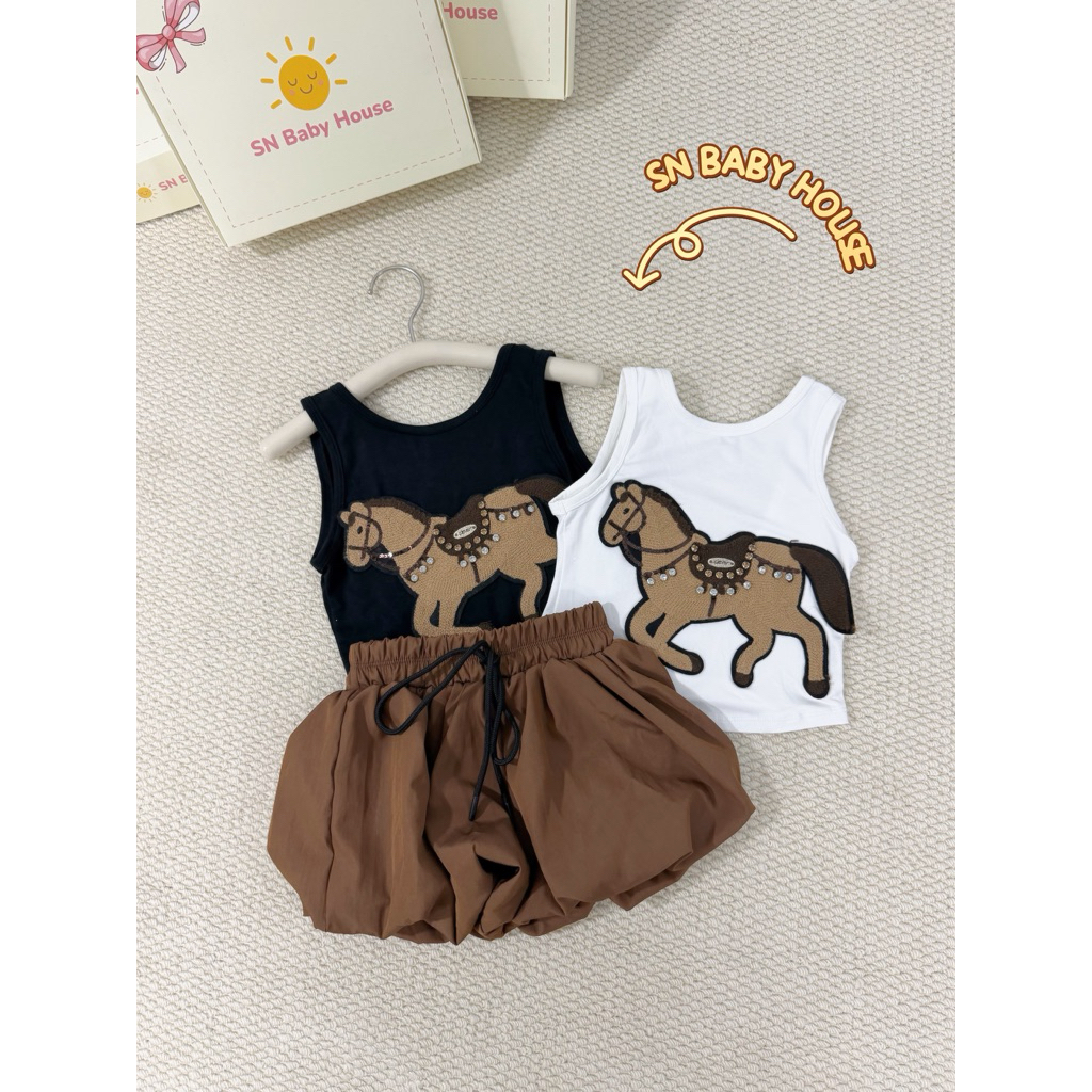 set thun ngựa khoét lưng xinh xắn , set cho bé thoải mái ( sunny baby house)