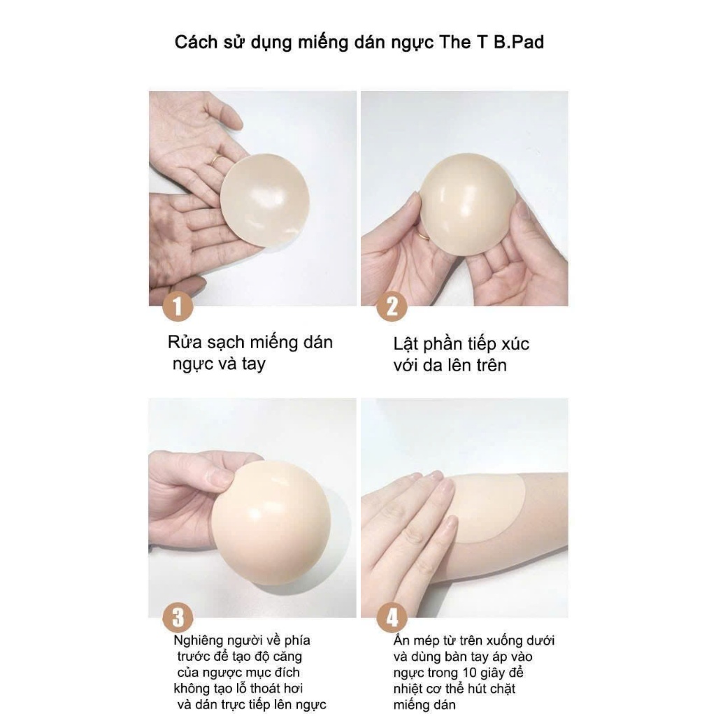 Combo 3 Đôi Miếng Dán Ngực The T B.Pad Cao Cấp, Chống Lộ, Tái Sử Dụng – Nipple Cover Hình Tròn 7.5cm Không Keo