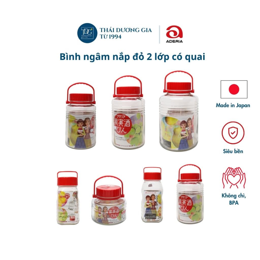 Bình ngâm thủy tinh chuyên dụng Nhật Bản Aderia 3L, 4L, 5L, 8L ngâm rượu, hoa quả - Thái Dương Gia