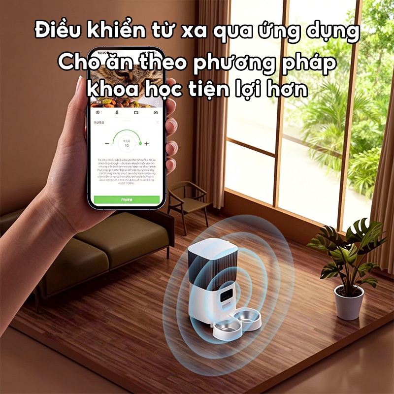 Hai bát 5L WiFi Máy cho mèo ăn tự động thông minh cho thú cưng chó mèo Hẹn giờ và định lượng Có camera