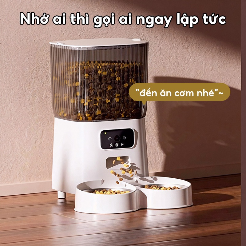Hai bát 5L WiFi Máy cho mèo ăn tự động thông minh cho thú cưng chó mèo Hẹn giờ và định lượng Có camera