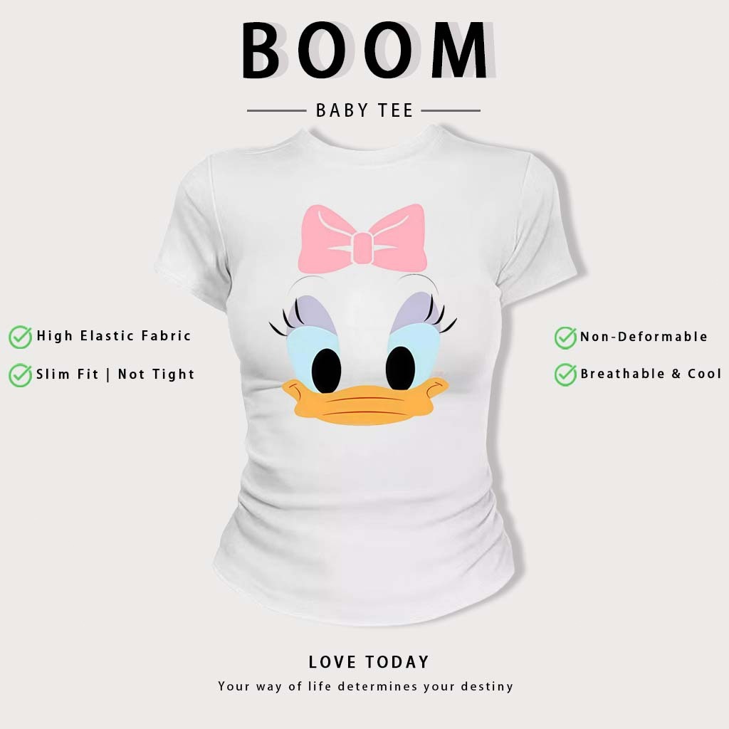 BOOM Áo Baby Tee Nữ Cotton Ôm Body-Áo Thun Ngắn Tay Y2K In Hình PhongCách Mùa Hè, Cổ Tròn Hàng Đầucách hàn quốc phong#59