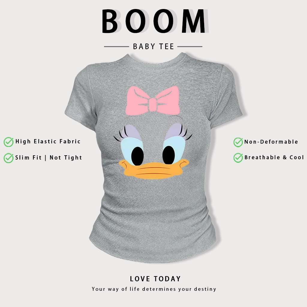BOOM Áo Baby Tee Nữ Cotton Ôm Body-Áo Thun Ngắn Tay Y2K In Hình PhongCách Mùa Hè, Cổ Tròn Hàng Đầucách hàn quốc phong#59