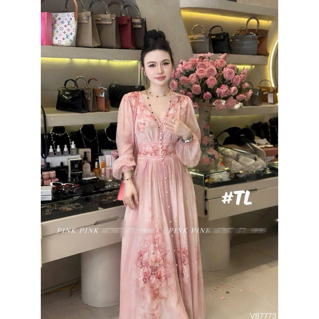Đầm lụa tơ hoa loang ZMM