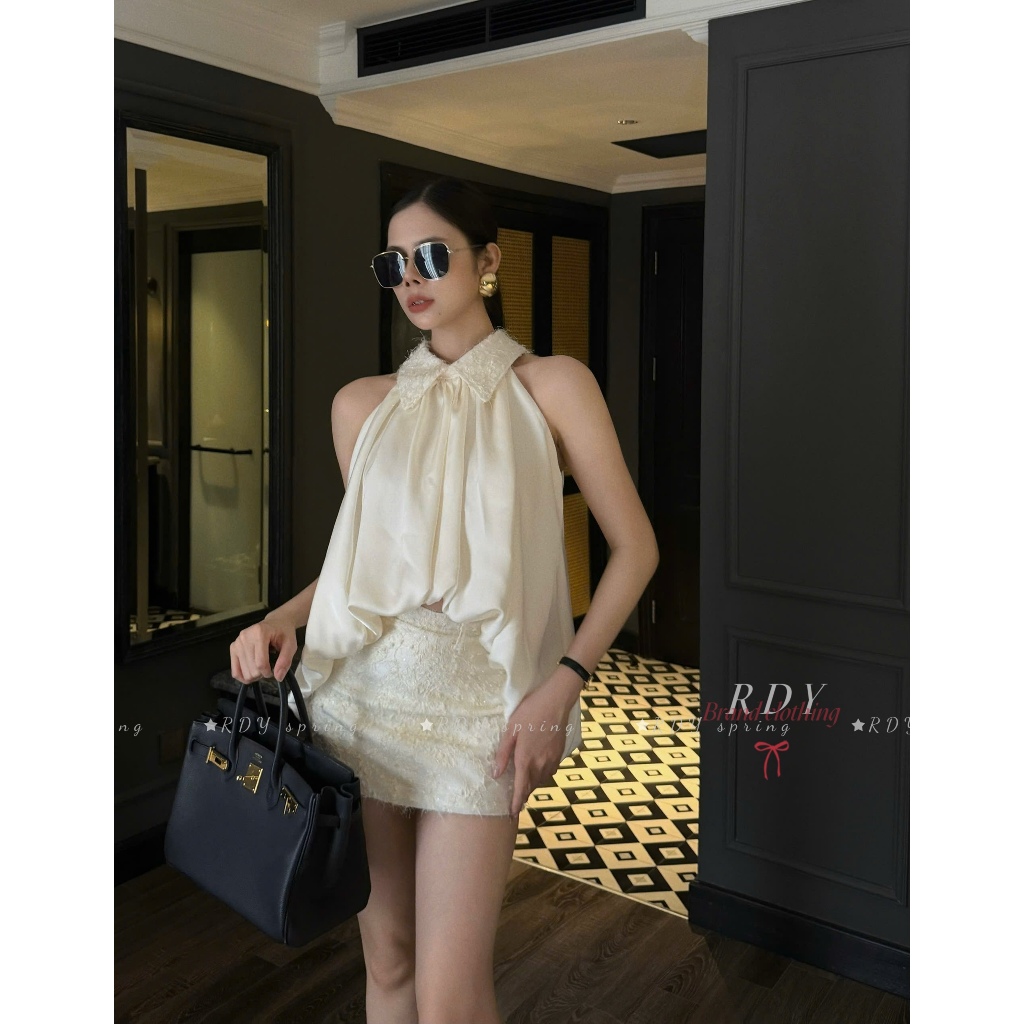SÉT REN TUYẾT PHỐI REN LƯỚI + LỤA HÀN CAO CẤP SANG CHẢNH BY CHAMIE