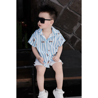 (SUJO KIDS) SẴN Set đồ đi biển bé trai bé gái | Váy bé gái + áo sơ mi bé trai | Đồ trẻ em mùa hè
