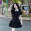 Váy Nữ Thiết Lế Cổ Sơ Mi Thanh Lịch, Đầm Nữ Tay Ngắn Phối Chân Váy Xoè Đi Chơi Đi Tiệc Xinh