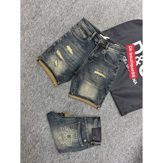 Quần Short Jean xanh mài rách Nam Phối Túi Họa Tiết Cao Cấp – Form Slim Fit Trẻ Trung, Chất Denim Mềm Mịn phong cách