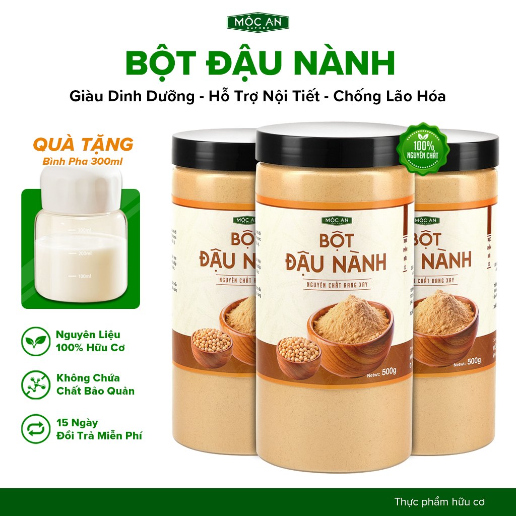 Bột Đậu Nành Nguyên Chất Mộc An Hạt Rang Xay Mịn Giàu Protein Tăng V1, Duy Trì Cân, Đẹp Dáng Đẹp Da, Không Chất Bảo Quản