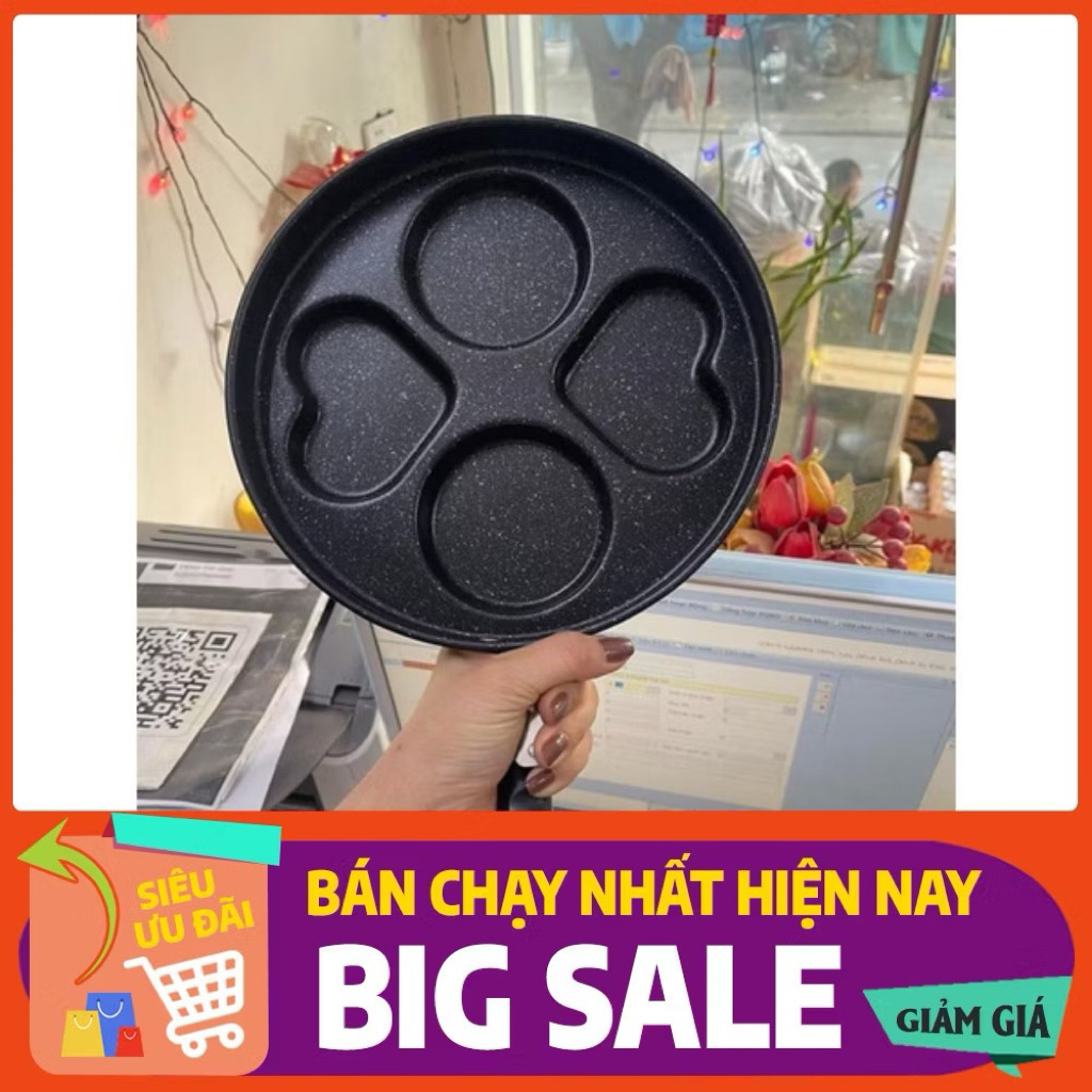 🍳 Chảo Chiên Trứng 4 Ngăn Chống Dính – Tiện Lợi, Đẹp Mắt, Dễ Sử Dụng