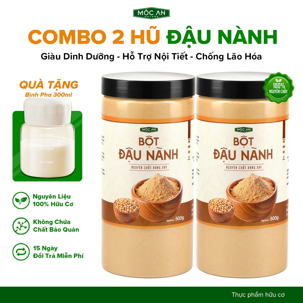 [COMBO 2 HŨ] Bột Đậu Nành Nguyên Chất Mộc An Hạt Rang Xay Mịn Giàu Protein Tăng V1, Duy Trì Cân, Đẹp Dáng Đẹp Da