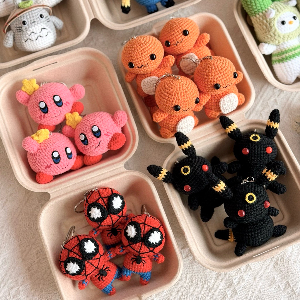[LẺ 1 CÁI] Móc Khoá Len Tổng Hợp Pokemon Totoro Chamander Dễ Thương Handmade