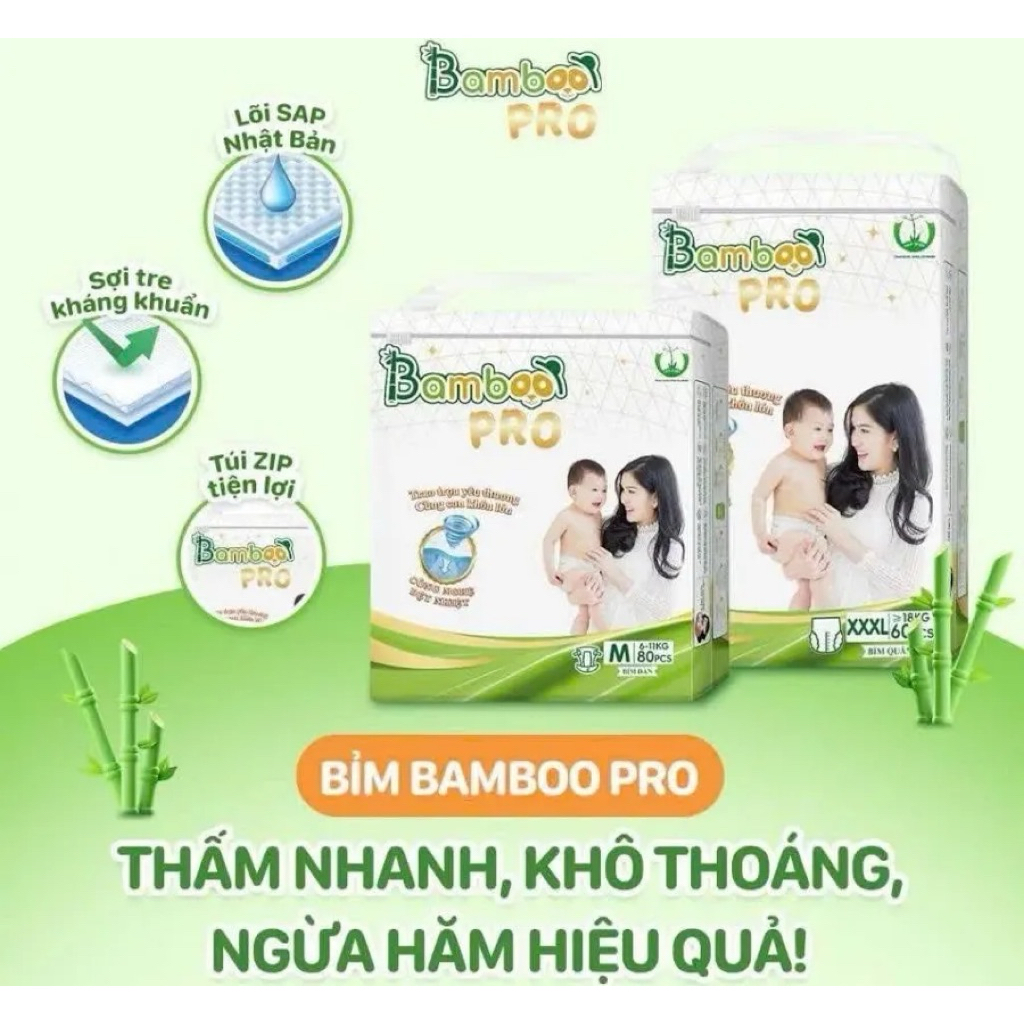 (COMBO 10 Miếng) Miếng Dùng Thử BAMBOO PRO Đủ Size Khô Thoáng - Thấm Hút