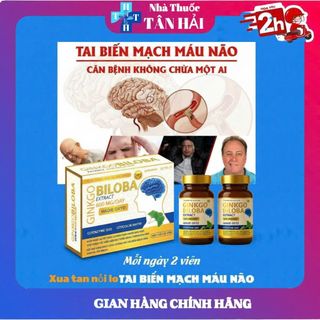 Viên uống Ginkgo Biloba - hỗ trợ hoạt huyết, tăng cường tuần hoàn máu não, giảm đau đầu, hoa mắt chóng mặt, hộp 60 viên
