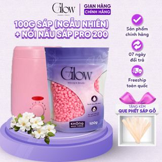 Combo 100gr Sáp Wax Lông Nóng + Nồi Nấu Sáp ProWax 200 Chống Dính Mini GLOW WAXING CHE TÊN-1013