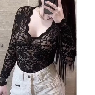 Áo REN LƯỚI  HOACỔ V khoét ÔM Thời Trang