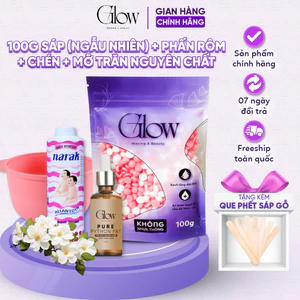 Combo 100Gr Sáp Ngẫu Nhiên GLOWWAXING+ Chén Silicon + Phấn Rôm + Mỡ Trăn Nguyên Chất 100% CHE TÊN