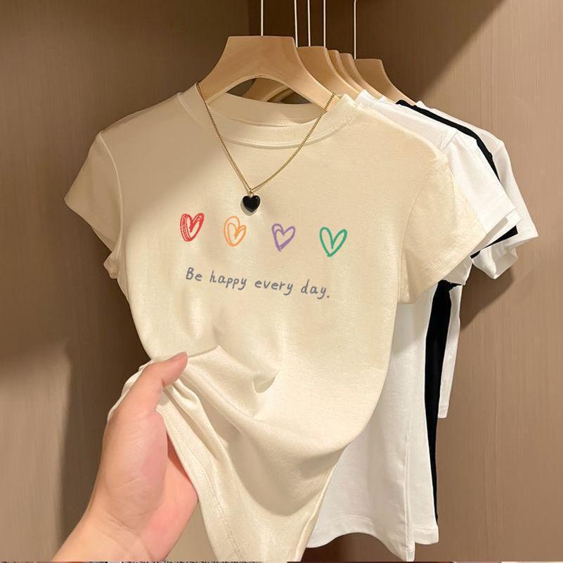 BOOM Áo Baby Tee Nữ Cotton Ôm Body-Áo Thun Ngắn Tay Y2K In Hình PhongCách Mùa Hè, Cổ Tròn Hàng Đầucách hàn quốc phong#60