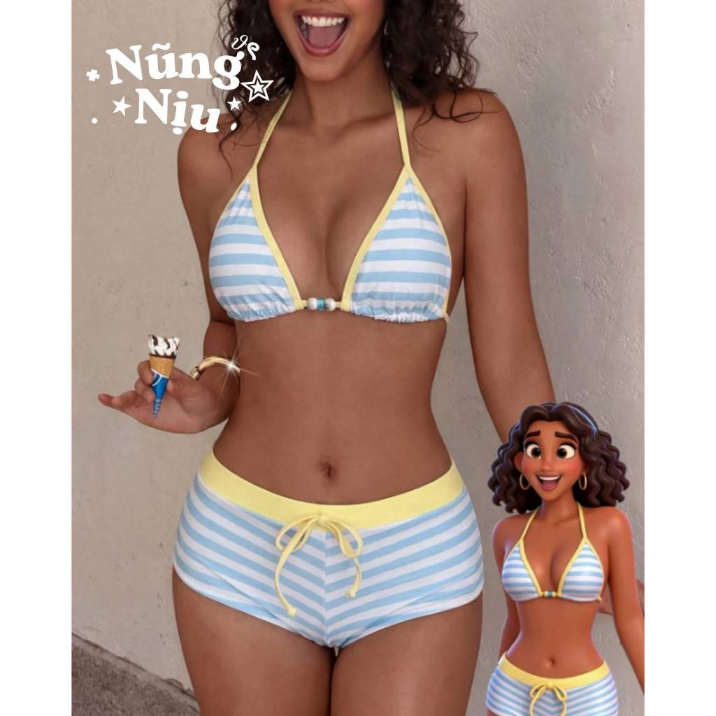 NUNG NIU - Các Mẫu Bikini 2 Mảnh Đi Biển Mùa Hè, Có Mút Ngực HOT