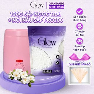 Combo 100gr Sáp Ngọc Trai Premium + Nồi Nấu Sáp Wax Lông Chống Dính Pro Mini 200 GLOW CHE TÊN - 1013